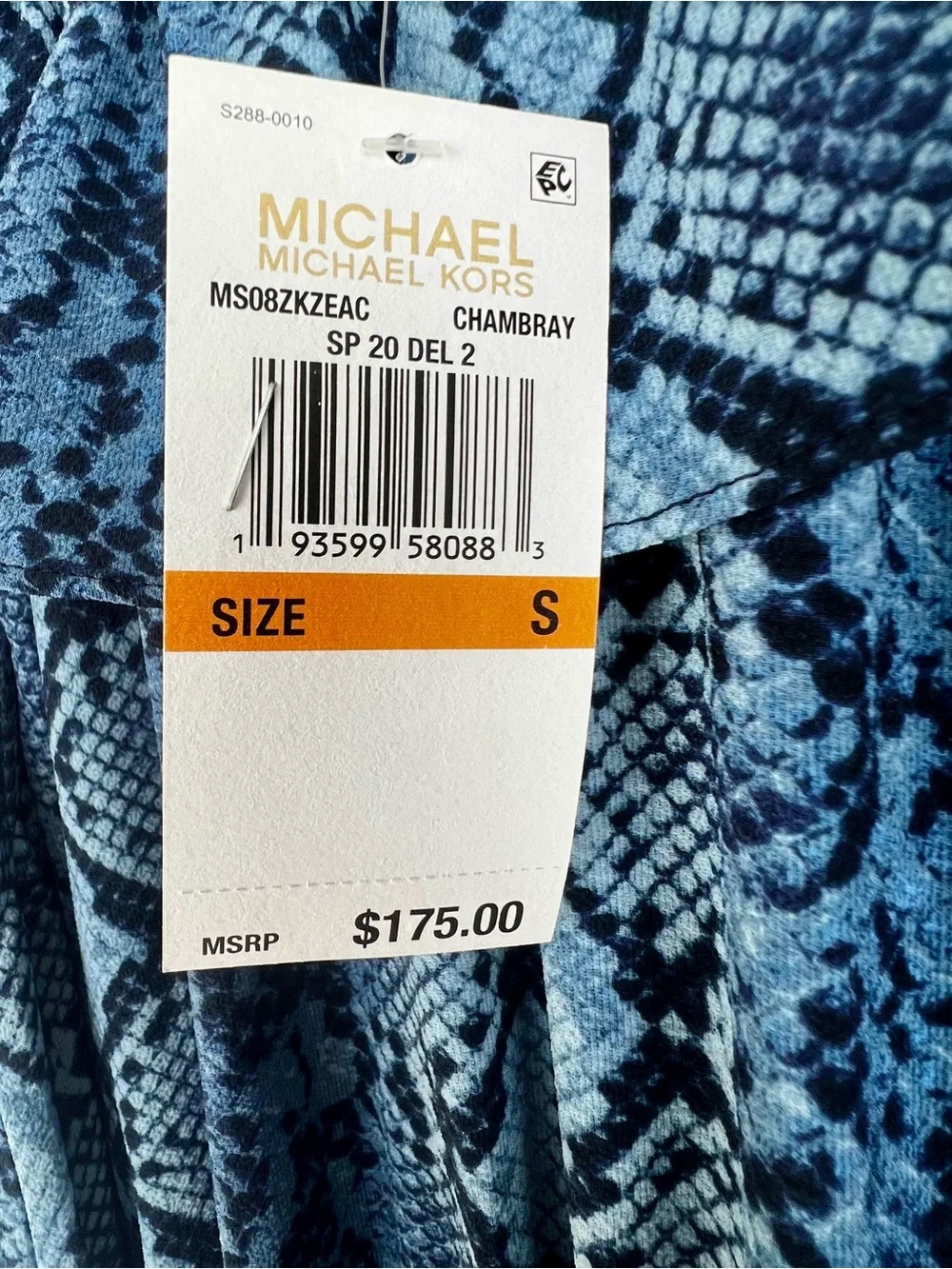 Michael Michael Kors Snakeskin Print Off Shoulder Ruffle Dress S NWT